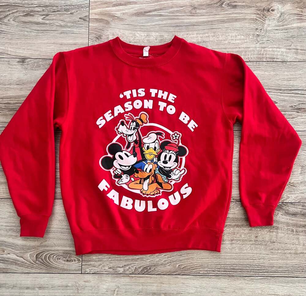 Disney Mickey & Friends Tis the Season to be Fabulous Graphic Sweatshirt Size M